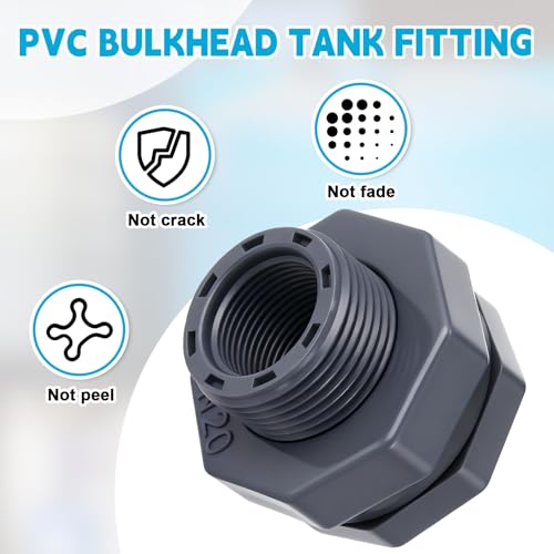 Image of 4 Pcs 3 /4 Inch Bulkhead Fitting PVC Npt Tank Connector