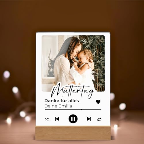 CHRISCK design LED Spotify Glas Bild mit Foto - beleuchtetes Music Glas Acryl - Song Cover Nachtlicht - Musiktafel Leuchtbild - personalisiertes Geschenk für Freund Freundin Geburtstag