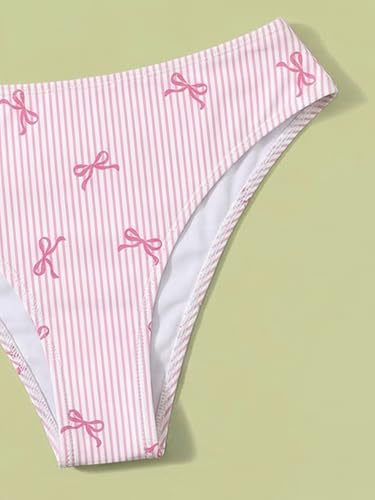 Image of COZYEASE Girls' 2 Piece Ditsy Floral Print Knot Front Ruched Triangle Bikini Swimsuit