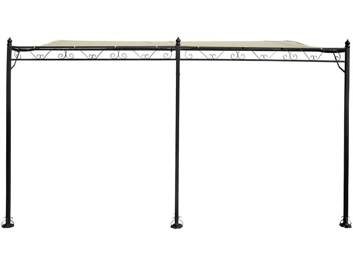 Pergola tonnelle adossée en métal - 3 x 4 m - Beige
