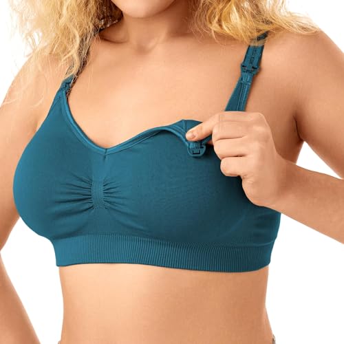 Angelhood Nursing Bra for Breastfeeding Maternity Bra for Pregnancy and Breastfeeding with Removable Bra Pads Seamless Sleep Nursing Bra with Support Nursing Bralette, Pack of 4 - Thumbnail 2
