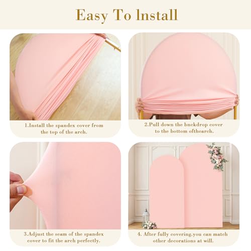 Image of Dusty Rose Photo Arch Backdrop Cover Set of 2 for Party Spandex 7.2 and 6ft Arch Covers Stretchy Backdrop Baby Shower Balloon Arch Stand Covers for Girls Birthday Wedding Bridal Shower Background