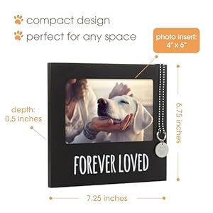 Pearhead Forever Loved Pet Keepsake Picture Frame Photo Frame for Pet Owners and Dog Lovers Ideal Memorial Gift for Loss of Dog and Pet Remembrance Wall Mount And Tabletop Frame Black