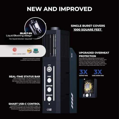 Image of PMI SmokeNINJA PRO HAZER KIT - Portable Fog Machine with Bluetooth, Upgraded Anti-Leak Fog Chamber, 3rd-Gen Haze Nozzle, 3-Min Continuous Output, USB-C Powered for Cinematic, Studio & Event Use