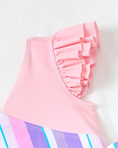 Image of Mioglrie Toddler Baby Swimsuit Girl Bathing Suit Girl 2T 3T 4T 5T 6T Girls One Piece Swimsuits Color Block Swimwear