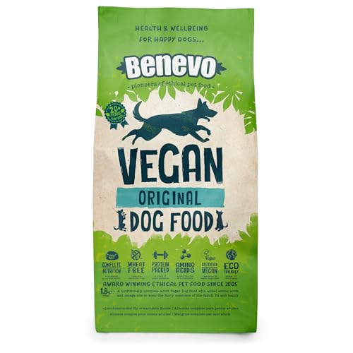 Benevo aliment complet vegan (2 kg) hypoallergénique, sans blé et sans OGM, pour grandes et petites races, avec acides gras essentiels, taurine et L-carnitine, approuvé par PETA et la Vegan Society UK