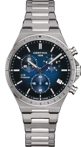 Certina, Hombre, DS-7 Cronógrafo, Titanio, Cuarzo Suizo, Reloj, Azul, Titanio, 10, (C0434174404100), Azul, Moderno