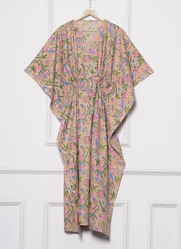 Robe caftan en coton longue INDACORIFY à fleurs imprimé maxi tunique - 6