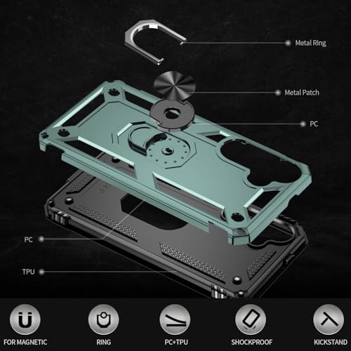 Coque Samsung S25 Yiakeng vert foncé avec protège-écran et béquille - 5