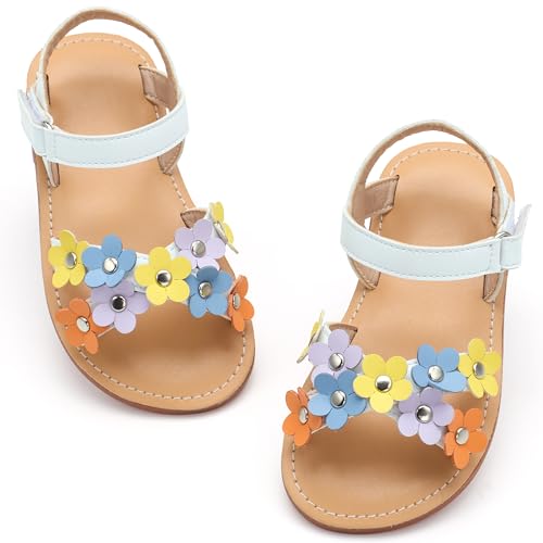 Image of Felix & Flora Toddler Girl Sandals -Flower Girl Dress Shoes Open Toe Little Kid Flats