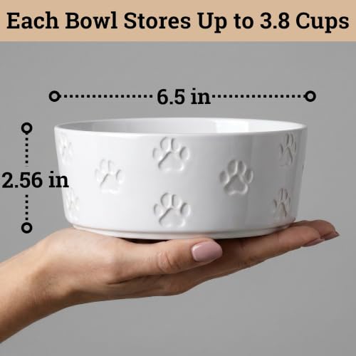 Ceramic Dog Bowl Set of 2 w/ Anti-Skid Base 6.5"W x 2.5"H, 3.8 Cup Capacity by HB Design Co. - Used condition - Image 6