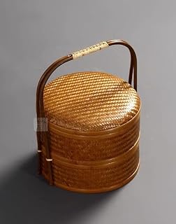 極上品 竹細工 茶道収納 手作工芸品 菓子折り蓋付竹カゴ 籠 便攜