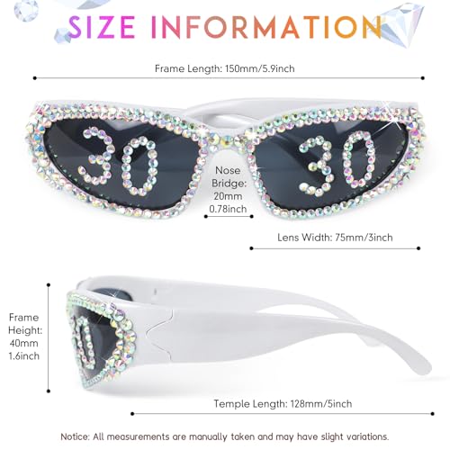Birthday Glasses for Women, Silver Crystal Y2K Rave Glasses Wrap Around Party Sunglasses Oval Fashion Trendy Cool4