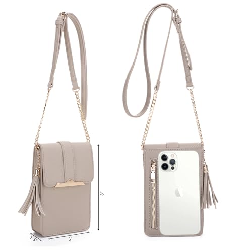 Izzy & Ali Compact Phone Crossbody Bag, Rectangular, Tassel Accent, Adjustable Chain Strap, Magnetic Flap Closure4
