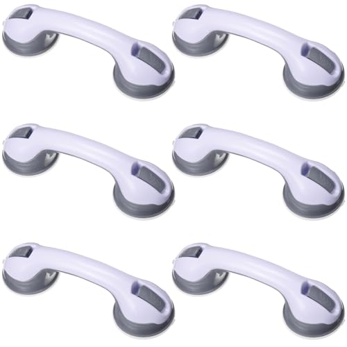 Image of AceOrbit 6 Pack 12 Inch Grab Bars for Bathtubs and Showers with Suction Cup Removable Shower Handles Bath Handrails for Elderly Seniors Handicap Disabled No Drilling Heavy Duty Bathroom Grips