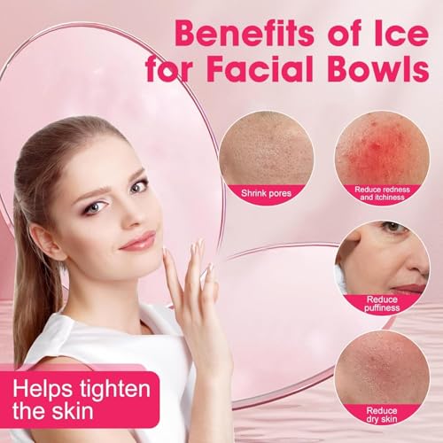 Image of (1 pic Hook) with Silicone Face Bowl for Ice with Built-in Icetray, Collapsible Face Tub for Ice Bath, Facial Ice Plunge Bowl, Ice Water Facials at Home (Rose Hook)