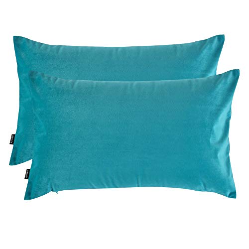 Artcest Set of 2, Cozy Solid Velvet Throw Pillow Case, Decorative Couch Cushion Cover, Soft Sofa Euro Sham with Zipper Hidden, 12