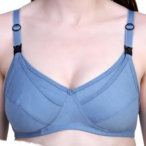 Image of Maternity Nursing Bra Cotton for Women Soft Comfortable Feeding Bra with Easy Clip Down Cups