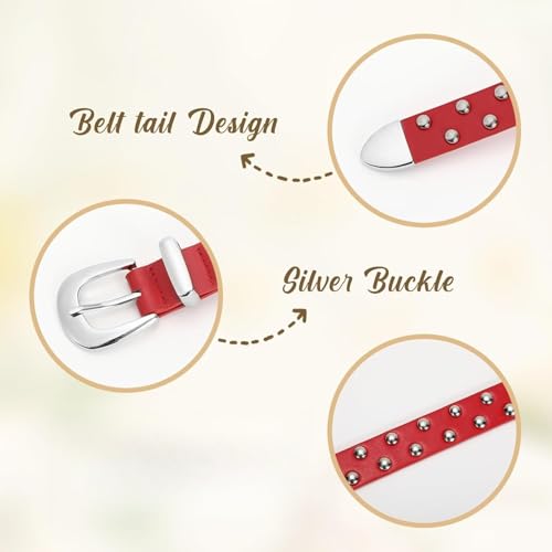 Women's Punk Studded Genuine Leather Belt Fashion Waist Belt for Jeans3