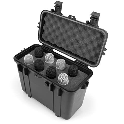 CASEMATIX Microphone Hard Case for 8 Mics Compatible with Sennheiser, Shure, Audio-Technica...