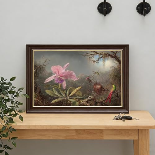 Décoration murale bureau Orchidée et trois colibris tableau suspendre - 7