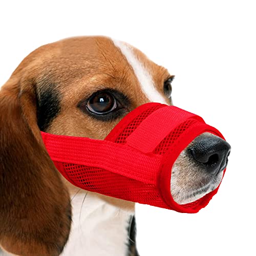 Yaodhaod Nylon Mesh Breathable Dog Mouth Cover, Quick Fit Dog Muzzle With Adjustable Straps，Pet Mouth Cover, To Prevent Biting And Screaming To Prevent Accidental Eating (Xl, Red) #TOP25