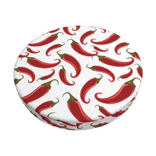 Novastar Bar Stool Covers Round - Chili Pepper red Soft Round Chair Cove with Elastic Band for 13 inch