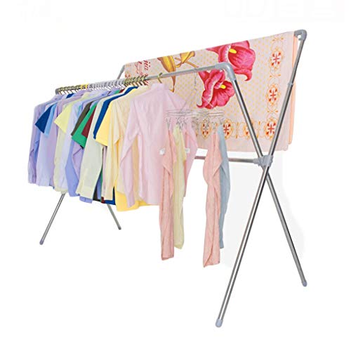 AnnGYJ Faltendes Innentrockengestell, Boden X-förmiger Edelstahl Verdickung Länge Teleskop Höhe Hubeinstellung Kleidung Quilt Kleiderstange, Outdoor Balkon Garten Wäscheständer Cover