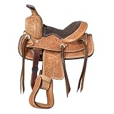 8' Inch Western Leather Barrel Horse Saddle Miniature Youth Kids Trail Pony TACK Set Headstall Breast Collar & REINS ST-WKS-057