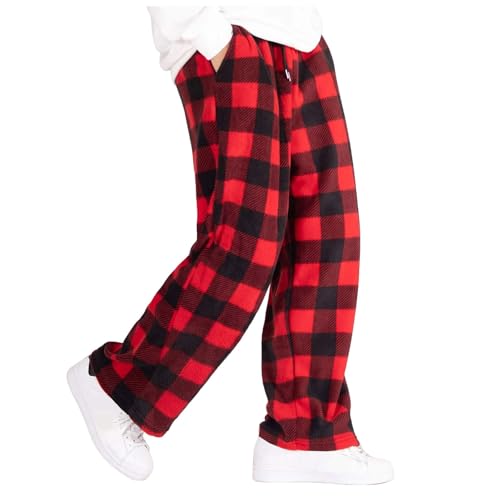 Men's Relaxed Fit Pajama Pants, Designed for Comfort and Effortless Style, Plaid Loose Fit Straight Leg Long Pants