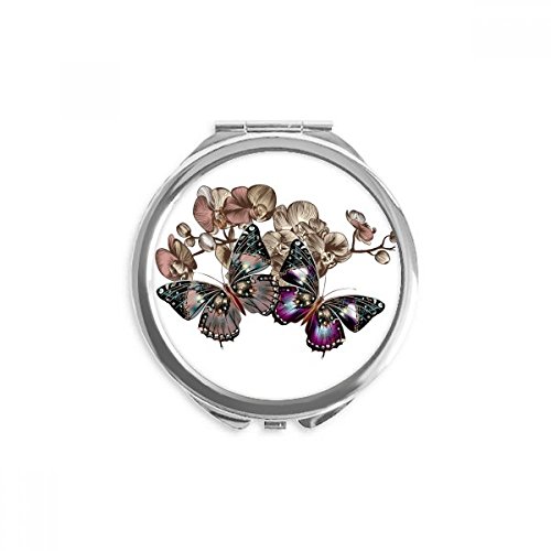 Miroir de poche fleurs et papillon pour retouches maquillage en voyage