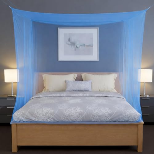 Image of Yuvraz Mosquito Net for Bed | Foldable & Breathable Bed Net with Strong Mesh | All-Round Protection from Mosquitoes, Flies & Insects Ideal for Double /Single Bed (Blue, 7 * 7 ft)