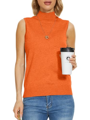 Image of INKOFF Sleeveless Mock Neck Turtleneck Knit Tops Women Dressy Casual Sweater Vest Business Work Tank