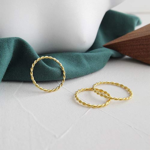 Lantine Thin Twist Ring 925 Sterling Silver Braided Infinity Twisted Stacking Pinky Knuckle Thumb Middle Finger Wedding Ring Band Size 2.5-8.54