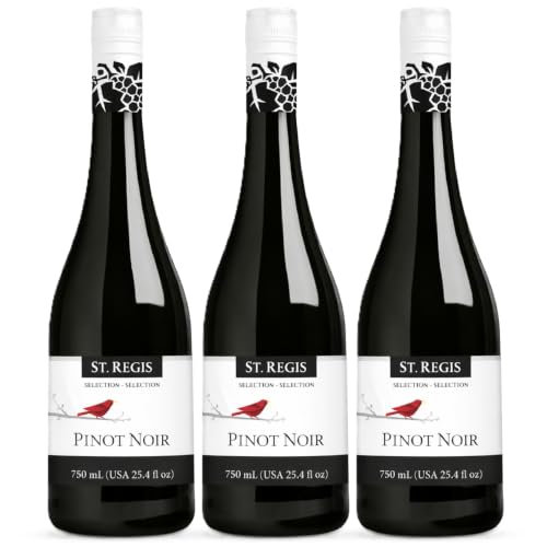 Image of ST. REGIS Non-Alcoholic Pinot Noir Sparkling Beverage, 25.4 Fl Oz (3 Pack) | Alcohol-Free Sparkling Red Beverage with Red Berry and Spice; ; Low Calorie and Low Sugar; Serve Chilled