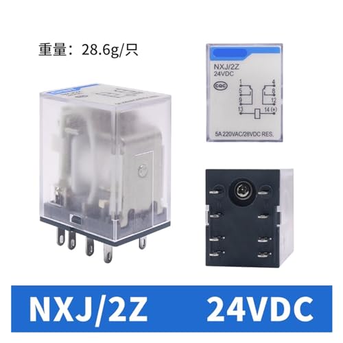 Interruptor de relé electromagnético pequeño 24V DC 8 pines NXJ 2Z para voltaje 220V AC 2