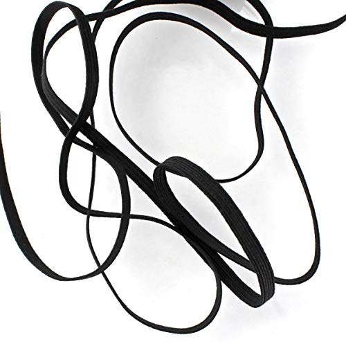 1/4" Width Skinny Elastic Band - Braided Cord - Soft Elastic Bands For Sewing, Mask Ear Loops, Headbands, Crafts -Black 25 Yards - 2 Day Shipping Available From Usa (Kansas) Warehouse #TOP1