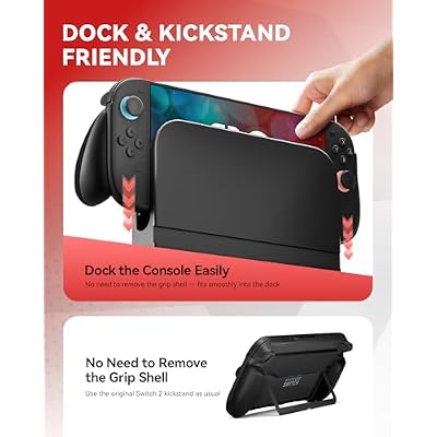AIMZENIX Ergonomic Silicone Grip for Nintendo Switch 2, Non-Slip Replaceable Grips with 3 Sizes, Designed for Handheld Gaming, Dock Compatible