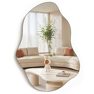 Rahmenloses Badezimmerspiegel, 70×50 cm Unregelmäßiger Wandspiegel für Wohnzimmer Schlafzimmer Eingangsbereich Dekoration