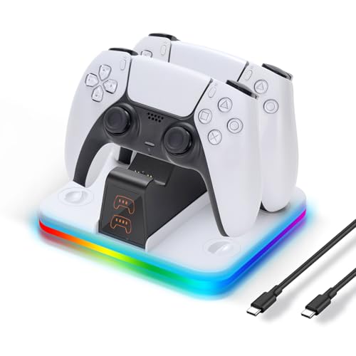 Image of G-STORY Charging Station for P5 Controller, Dual Controller Charger with RGB Lighting, USB-C Fast Charging Dock with Intelligent Protection & Anti-Slip Base for PlayStation 5 DualSense Controllers