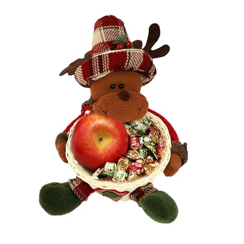 Cesta de almacenamiento de frutas de Navidad, cesta de almacenamiento de dulces de Navidad, cesta surtida de aperitivos de Navidad, cesta organizadora de alimentos de vacaciones, cesta de arreglo de