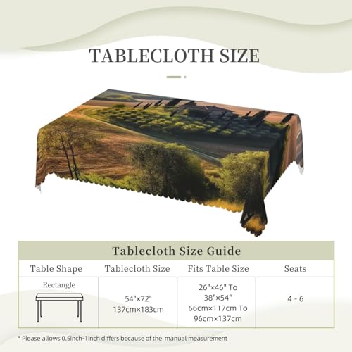 Nappe rectangulaire imperméable 137x183cm Toscane pour table de cuisine et jardin