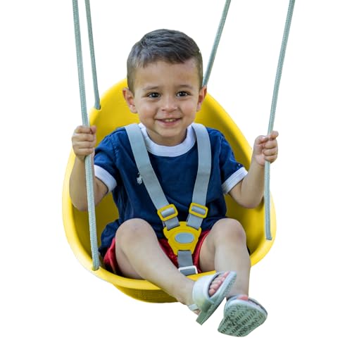 Image of Swurfer Coconut Toddler Swing – Comfy Baby Swing Outdoor, 3- Point Adjustable Safety Harness, Secure, Safe Quick Click Locking System, Blister-Free Rope, Easy Installation, Ages 6-36 Months
