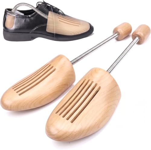 Elfzone Shoe Trees for Men Cedar Wood Adjustable Stretcher Moisture (L)