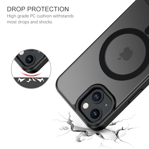 Image of GUAGUA for iPhone 13 Case iPhone 14 Case with Stand, Magnetic Cases with Foldable Invisible Stand Translucent Matte Back Slim Protective Shockproof Kickstand Phone Case for iPhone 13 /14 6.1 inch, Black