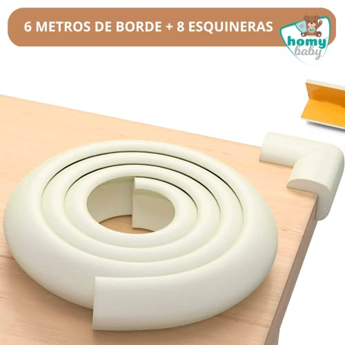 Miniatura 4 de Homybaby 8 Protectores Esquinas Bebes 6 Metros Bordes Blanco Roto - Esquineras Protectoras - Protege Cubre Esquinas - Protector Bordes Mesa - Cantoneras Esquinas Muebles - Seguridad Hogar