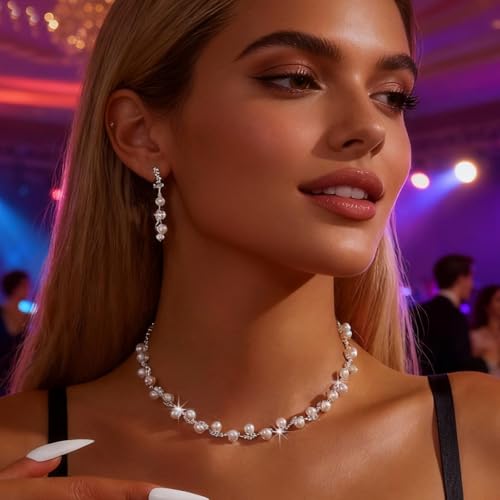 Juego de joyas de plata para regalos de dama de honor en bodas 2