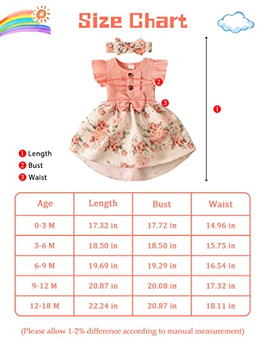 Newborn Baby Girl Dress Floral Ruffle Sleeve Casual Beach Sundress Princess Skirt Clothes Summer Outfits Dresses For Girls (Pink, 0-3 Months) #TOP5