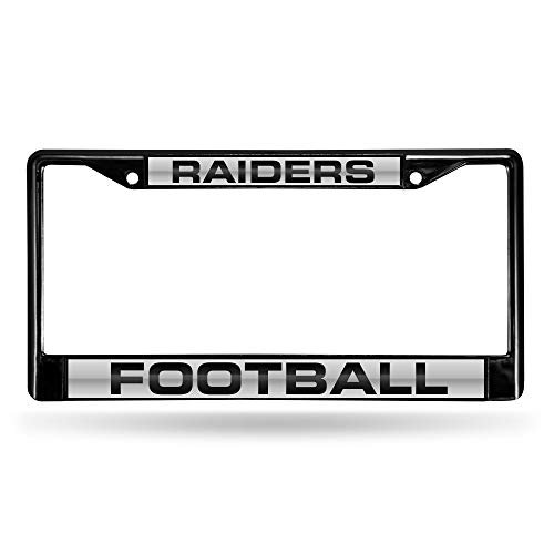 Rico Industries NFL Laser Cut Inlaid Standard Chrome License Plate Frame, Las Vegas Raiders