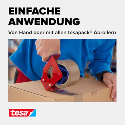 tesa tesapack Ultra Strong im 6er Pack - PVC-Klebebänder für festes Verpacken und sicheres Bündeln - Braun - 6 Rollen je 66 m